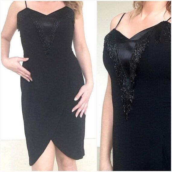 Vintage Beaded Fringe Dress, Holiday dress