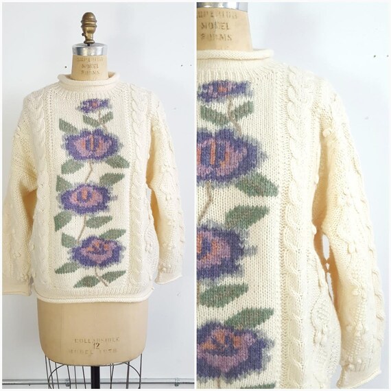 Vintage Beaver Canoe Shetland Wool Cable Knit Swea