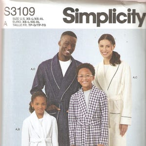 Simplicity Sewing Pattern 3109 - Famiglia - Vestaglia, Pantaloncini e Pantaloni - Uomo - Donna - Bambini - Taglie XS-XL