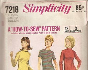 Vintage Sewing Pattern - Simplicity 7218 - Teens Clothes - Junior Petites and Misses Blouse, Skirt and Pantskirt, size 9jp