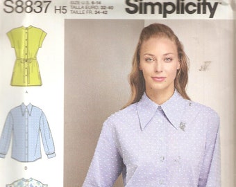 Simplicity Sewing Pattern 8837 - Women's Clothes - Misses'/Misses' Petite Shirt - Size 6-14