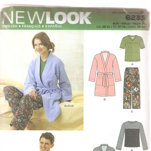 New Look Cartamodello 6235 - Abbigliamento da notte - Vestaglia, Top e Pantaloni - Uomo - Donna - Taglie XS-XL