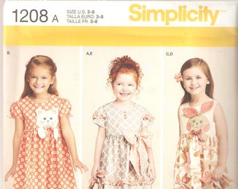 Simplicity Sewing Pattern 1208 - Children's Clothes - Girl's Dress, Purse and Headband - Size 3-8