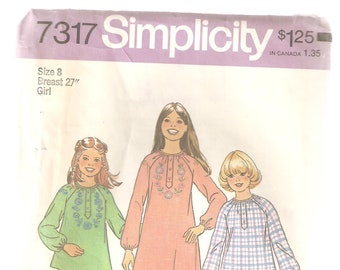 VINTAGE Simplicity Sewing Pattern 7317 - Children's Clothes - Girl's Dress, Top and Pants - Size 8e 10