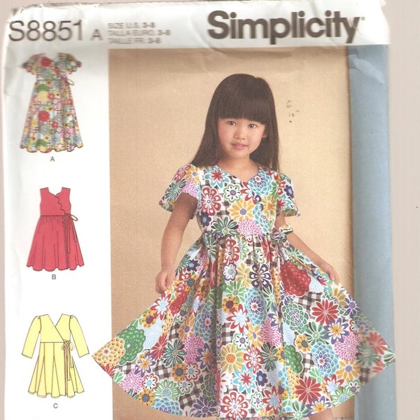 Simplicity Sewing Pattern 8851 - Children's Clothes - Girl's Dress- Size 3-8