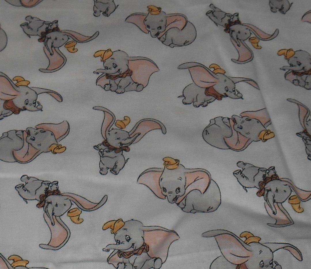 FABRIC Remnant Dumbo the Flying Elephant Cotton Fabric Disney - Etsy