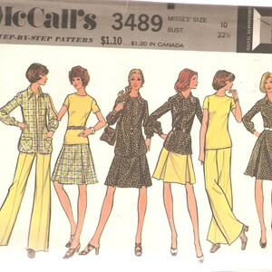 Vintage McCall&#39;s Sewing Pattern 3489 - Women&#39;s Clothes - Misses Shirt, Jacket, Top, Skirt and Pants - Size 10