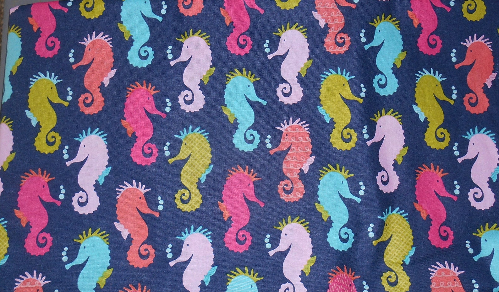FABRIC Seahorses Cotton Fabric Rainbow Seahorses Etsy
