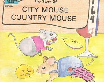 The Story of City Mouse Country Mouse - Includes a 45 Vinyl Record - Vintage Children's Book