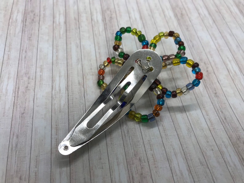 Multi Colored Beaded Flower Hair Clip Etsy