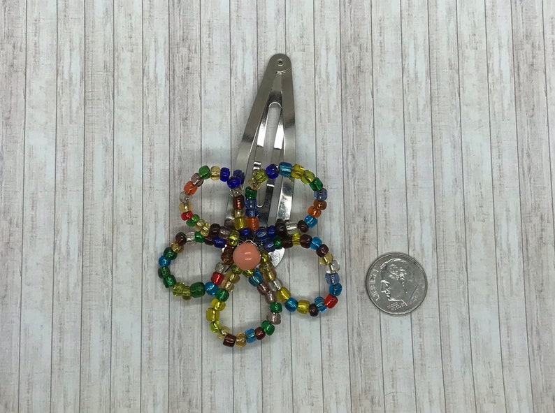 Multi Colored Beaded Flower Hair Clip Etsy