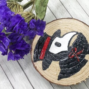 Plague Doctor Wood Slice Magnet, Hand Painted, Glossy Finish, Handmade Kitchen Decor