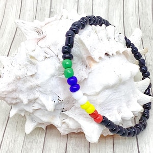 Disability Pride Flag Bracelet, Stretchy Bracelets, Disabled Colored Jewelry, Gift for Disabilities, Accessories, Handmade Beaded Jewelry