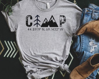 Custom Maine Camp coordinates shirt Maine shirt pine tree state tee maine outdoors shirt nature lover shirt upta camp maine gift for mom