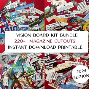 2024 Printable vision board kit Magazine cut outs vision board clippings collage 200+ vision board printables dream board magazine words