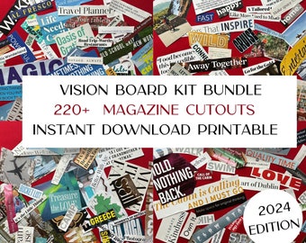 2024 Printable vision board kit Magazine cut outs vision board clippings collage 200+ vision board printables dream board magazine words