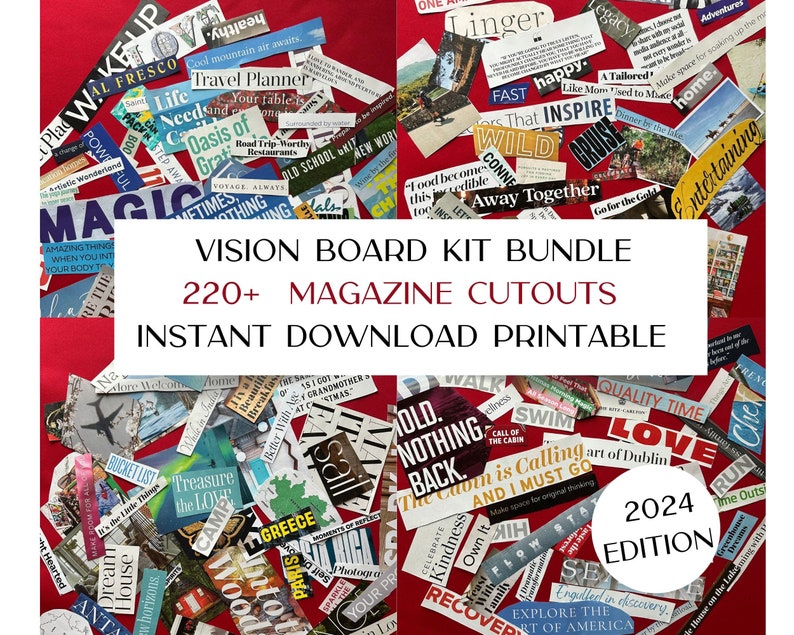 2025 Printable Vision Board Kit Magazine Cut Outs Vision Board