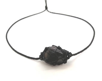 Apache Tear Obsidian Choker: Healing Crystal for Grief & Protection - Emotional Distress Jewelry