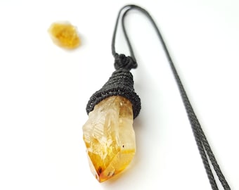 Raw Citrine point, raw Citrine necklace, raw Citrine pendant, november birthstone, mens necklace, Citrine jewelry, healing stone