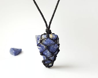 Mens necklace, mans necklace, mens jewelry, raw sodalite, blue necklace, sodalite pendant, sodalite necklace, unisex necklace, rough