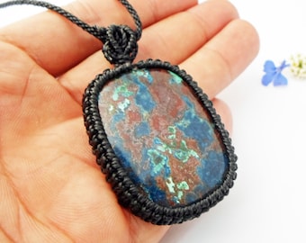 Azurite pendant - calming earthy tones