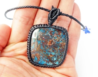 Azurite pendant, azurite necklace, azurite jewelry, azurite malachite, sea lovers, chrysocolla, the world from above, ocean lovers