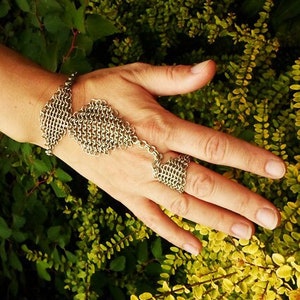 Chainmaille ring bracelet, slave bracelet, chainmaille bracelet, chainmaille ring, steel ring bracelet, steel bracelet