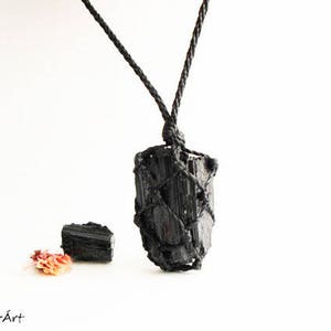 Raw tourmaline necklace, raw black tourmaline necklace, raw black tourmaline pendant, tourmaline jewelry, jet black, crystal necklaces