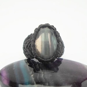 Fluorite ring - rainbow fluorite ring - fluorite jewelry - fluorite jewellery - rainbow fluorite jewelry - chakra jewelry - US ring size 9.5