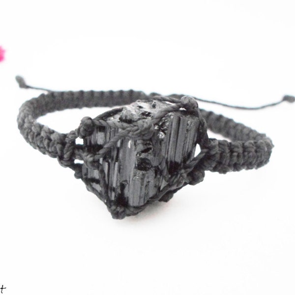 Raw tourmaline bracelet, raw black tourmaline bracelet, tourmaline jewelry, jet black, schorl bracelet, radiation protection, black bracelet