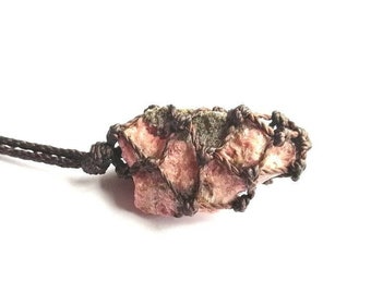Rhodochrosite necklace, raw Rhodochrosite, Rhodochrosite jewelry, unique stones, pink stone, yoga necklace, love gift, dusty pink, SabarArt