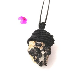 Tourmaline necklace, raw black tourmaline, black tourmaline necklace, quartz and tourmaline, tourmaline jewelry, raw crystal, mens necklace