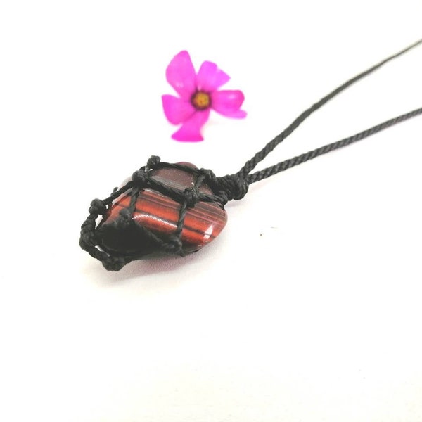 Collier homme, collier protection, pour homme, Pendentif oeil de tigre rouge, collier oeil de tigre, bijoux oeil de tigre, bijoux oeil de tigre rouge