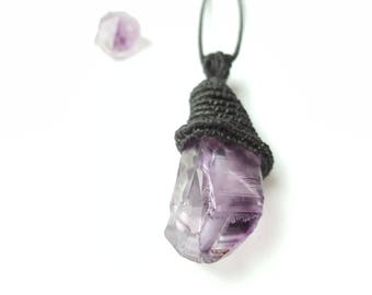 Raw Amethyst Necklace, Personalized February Birthstone Pendant