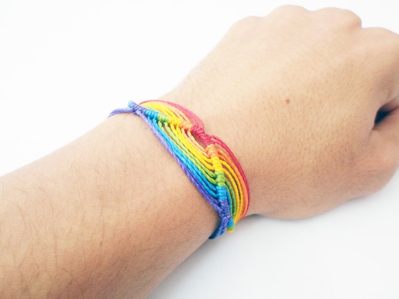 Custom Rainbow Bracelet LGBTQIA Pride Jewelry, Friendship Gift C