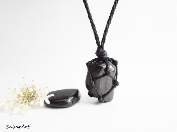 Hypersthene Mens Pendant Necklace: Macrame Chakra Jewelry