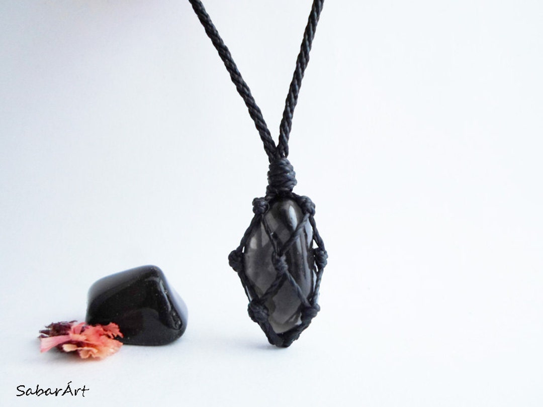 Apache Tear Obsidian, Obsidian Necklace, Protection Stone, Grief Stone ...