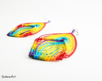 Rainbow Macrame Earrings: Lightweight LGBT Pride Jewelry