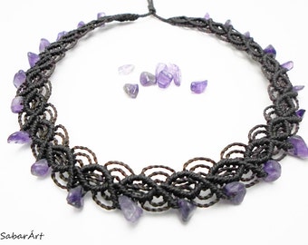 Handmade Amethyst Choker Necklace - February Birthstone Jewelry