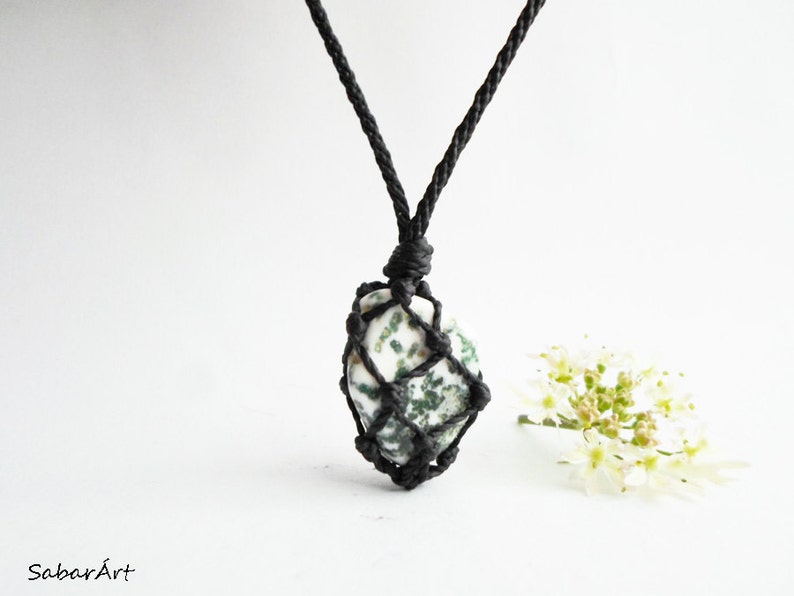 Tree Agate pendant, mens pendant, Moss Agate pendant, Tree Agate jewellery, mans pendant, nature lovers, tree lovers image 1