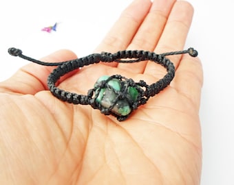 Emerald macrame bracelet for men