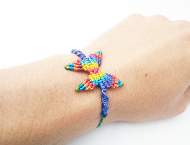 Custom Rainbow Bracelet LGBTQIA Pride Jewelry, Friendship Gift Butterfly Rainbow