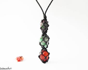 Zodiac Cancer Pendant with Ruby Zoisite, Emerald, and Red Agate Stones