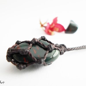 Bloodstone necklace, bloodstone, mens necklace, necklace for men, bloodstone pendant, bloodstone jewelry, mans necklace, crystal necklace image 5