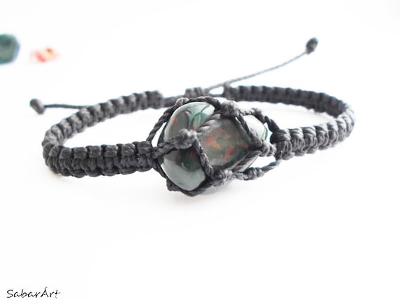 Blutstein Mann Armband Geschenk Fur Ihn Blut Stein Armband Etsy