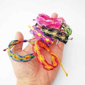 Personalized Macrame Friendship Bracelet: Colorful Woven Waxed Thread