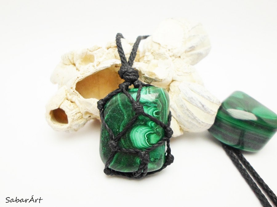 Malachite necklace, malachite pendant, mens necklace, malachite jewel…