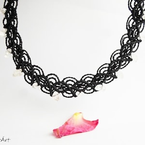 Crystal Choker: Black Macrame Boho Necklace