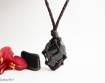 Bloodstone necklace, bloodstone, mens necklace, necklace for men, bloodstone pendant, bloodstone jewelry, mans necklace, crystal necklace