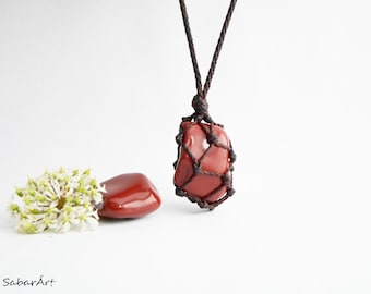 Red jasper necklace, red jasper pendant, red jasper jewelry, Jasper pendant, terracotta red, jasper necklace, mans pendant, mens necklace